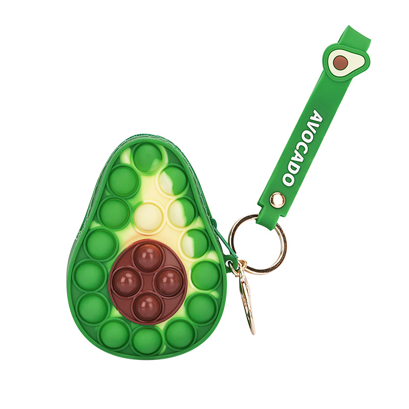 Avokádo tvar fidget pop-it zip kabelky mince peněženka